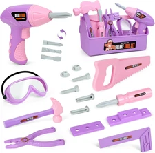 Kids Tool Set - Tool Box & Electronic Toy Drill, Pretend Play Kids Construction 