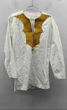 Unbranded Cream Gold Embroidered Dashiki Tunic Top African Style Shirt Womens S