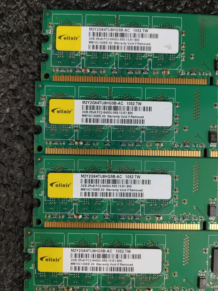 Lot of 4 Elixir 2GB (2Rx8) PC2-6400U (DDR2-800) DDR2 UDIMM non-ECC Desktop RAM - Image 2 of 4