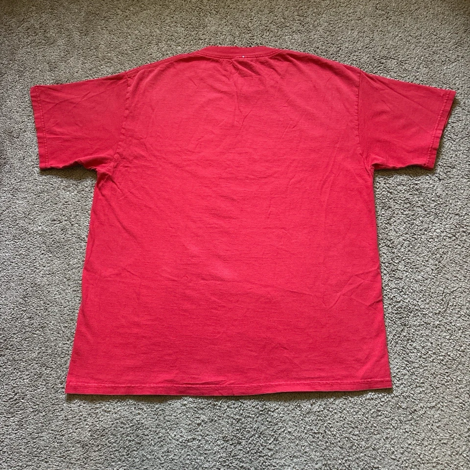 Camiseta vintage roja de la Universidad Linfield manga corta, talla grande Foto 3 de 4