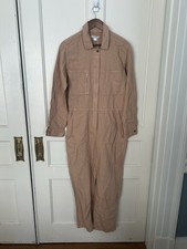 Outerknown Organic Cotton Linen Utilty Cargo Jumpsuit Womens Size Med. Tan NWT