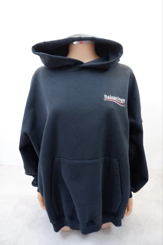 Felpa con cappuccio Balenciaga unisex vestibilità oversize taglia XS nera logo onda