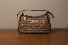 Juicy Couture Black Tan Logo Jacquard Shoulder Bag with GoldCharm