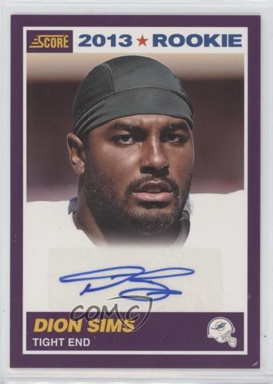 2013 Score 2013 Rookie Purple Signatures /49 Dion Sims #362 Rookie Auto RC 10k8