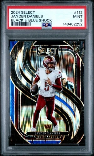 2024 PANINI SELECT BLACK & BLUE SHOCK #112 JAYDEN DANIELS ROOKIE RC PSA 9