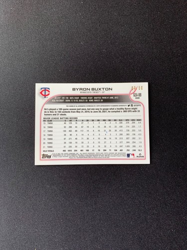 2022 Topps Gilded Collection Chrome Byron Buxton Blue Etch Auto /50 Twins - Bild 2 von 2