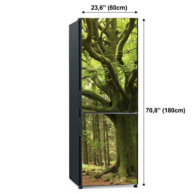Kühlschrank Tür Aufkleber Klebefolie Wald Bäume Äste Natur grün
