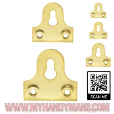 BRASS SLOTTED GLASS/MIRROR HANGING PLATE Flat Picture Frame Hanger Bracket