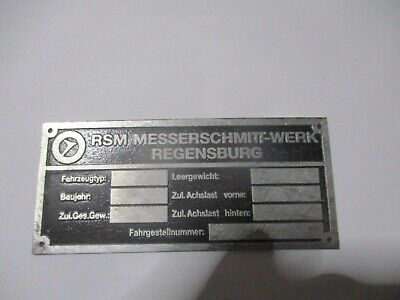 Typenschild ID-plate RSM Messerschmitt Schild nameplate  plaque targhetta s24 