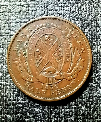 Canada 1837 1/2 Penny Bank Token, rare, excellent! - Bild 1 von 2