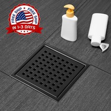 Desag e de ducha negro de 6 pulgadas con brida y cubierta de rejilla extra ble