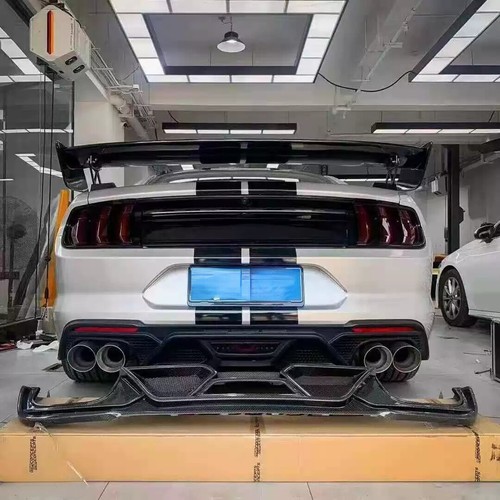 GT500 Style Black Rear Bumper Lip Quad Tips Diffuser For 18-22 Ford Mustang - Picture 3 of 17