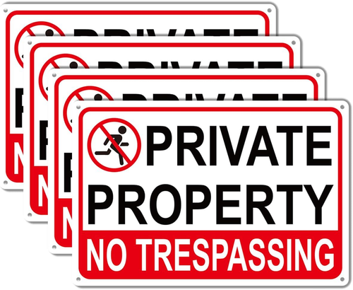 4 Stück großes No Tresspassing Schild Privatgrundstück 8 x 12 Zoll rostfrei Aluminium - Bild 11 von 12