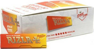 RIZLA PAPERS ORANGE ROLLING PAPERS STANDARD SIZE 50 Booklets 1 / 2 FULL BOX