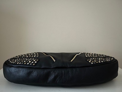 LA VIA FIRENZE PEBBLED LEATHER EXTRA LARGE STUDDED HANDBAG IN BLACK - Picture 5 of 7