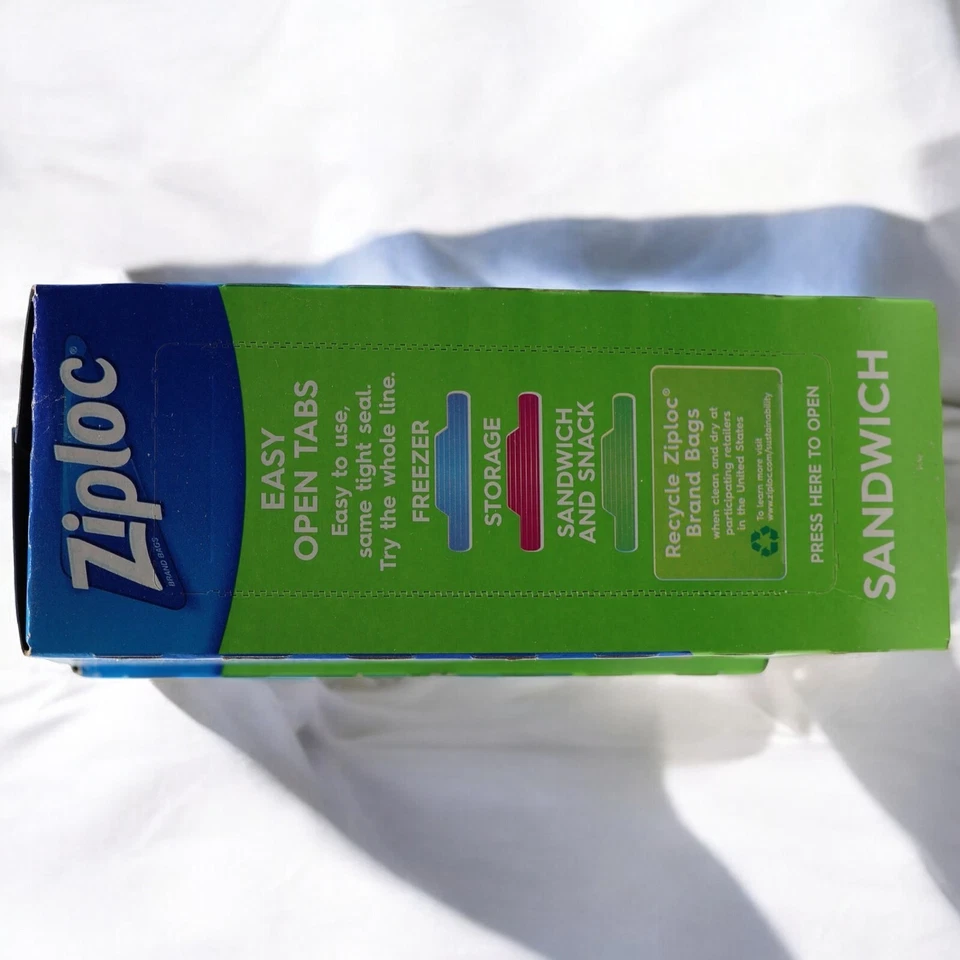Bolsas de sándwich Ziploc Easy Open Tabs 90 unidades 6,5"x5,875" paquete de 3 almacenamiento de alimentos Foto 3 de 4