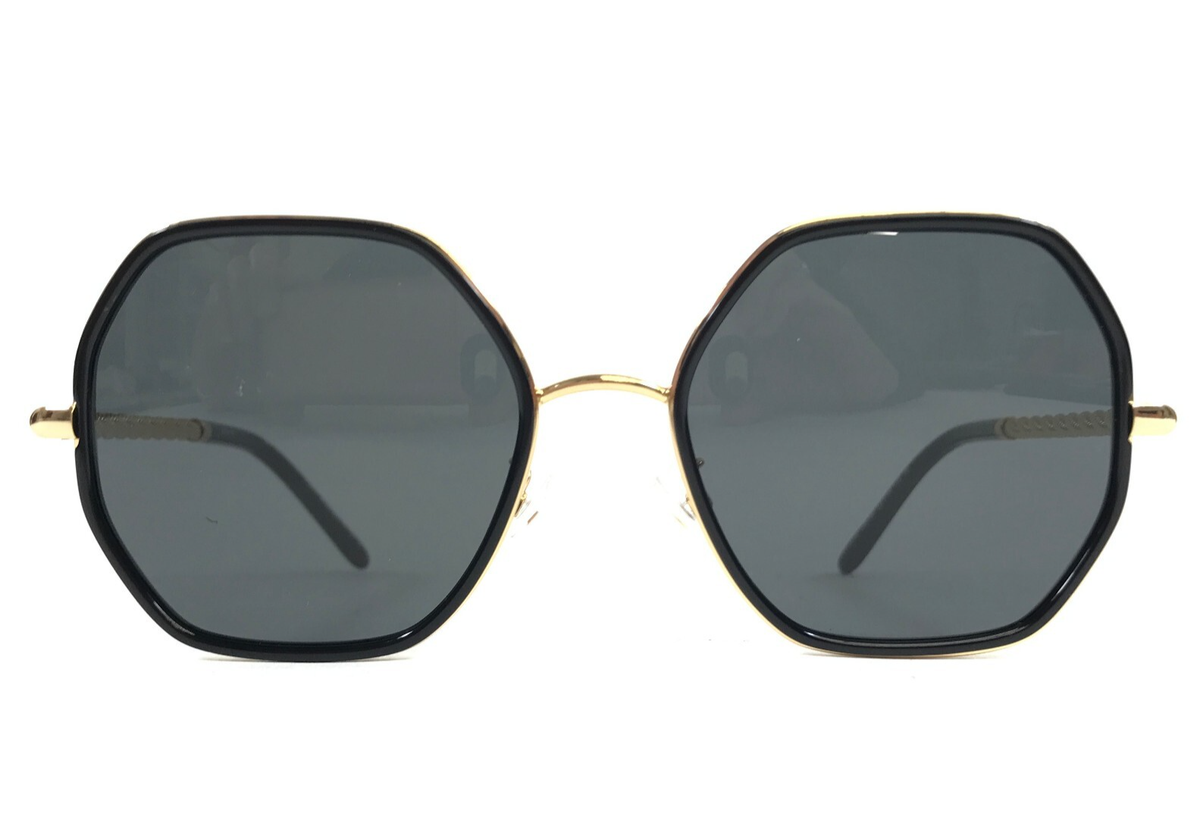 Tory Burch Sunglasses TY6092 332787 Black Gold Hexagonal 