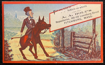 1880c ***A. A. HOLTS*** FITCHBURG, MASS. {{{GRAPHIC}}} VICTORIAN TRADE CARD!