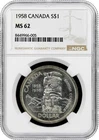 Canada Elizabeth II 1 Dollar (Totem) 1958 NGC MS 62