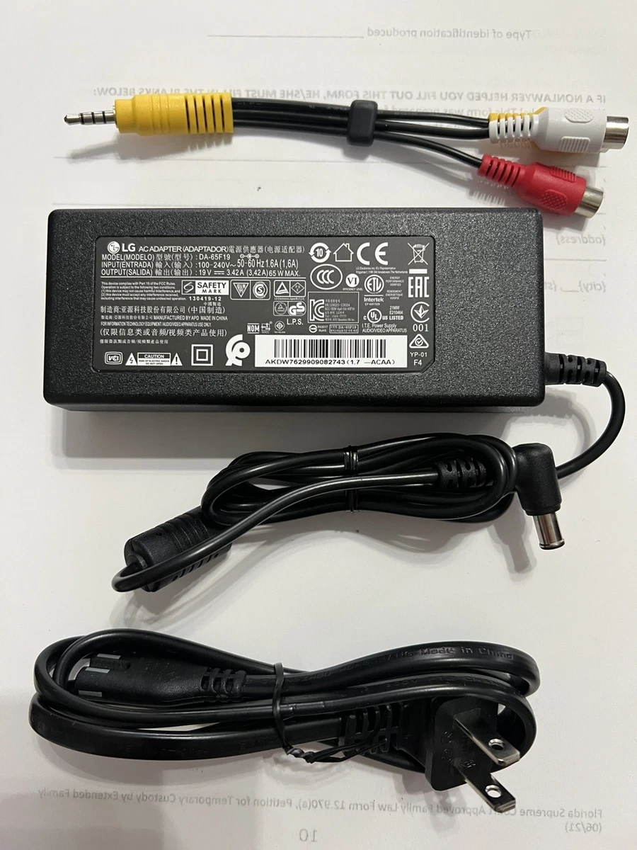 TOP CHARGEUR * Adattatore Caricatore Caricabatteria Alimentatore 19V per Monitor LG 29MT49VF 29MT49VF-PZ