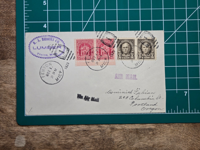 #ad #ad 1929 Fenton MI Air Mail Cover Portland OR Nathan Hale amp; Fallen Timbers Stamps $35.00