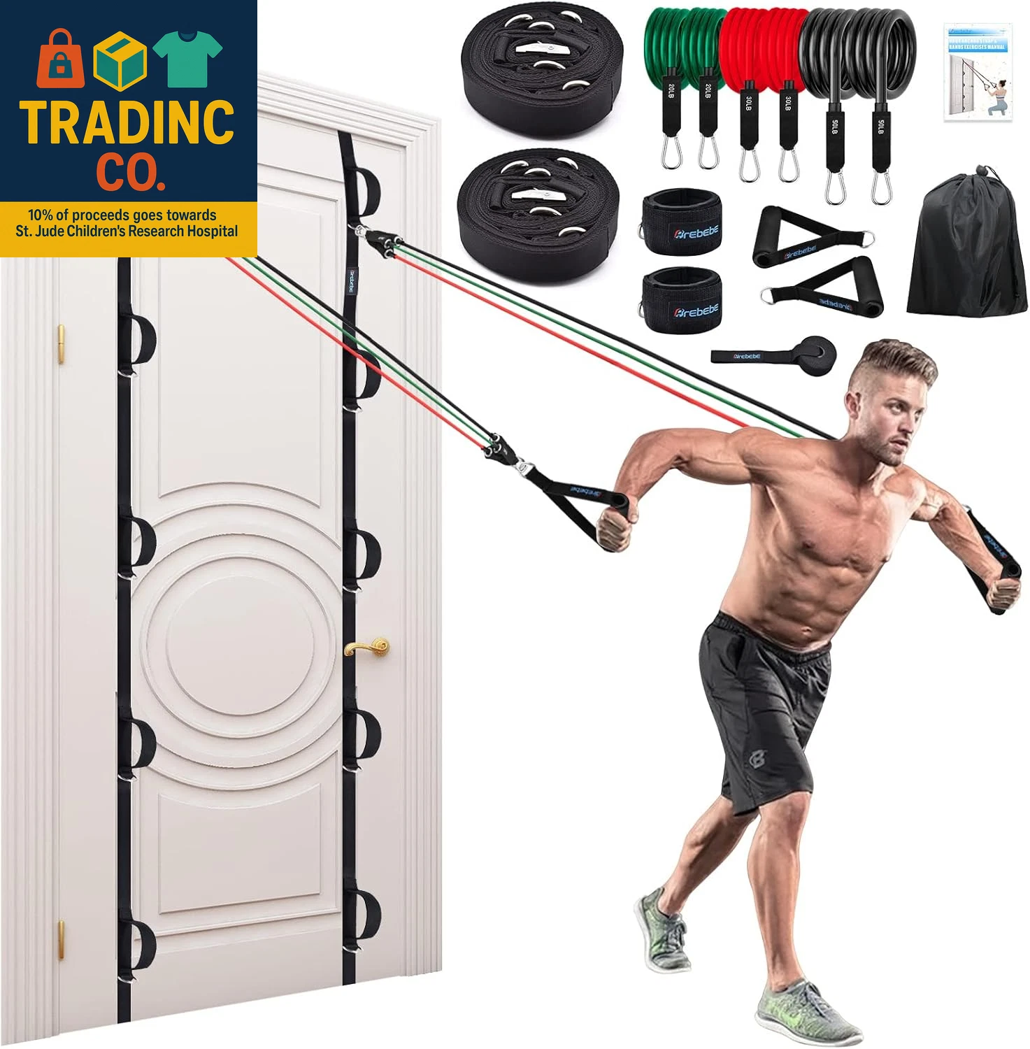 Door Anchor Strap for Resistance Bands Exercises, Multi Point Anchor Gym Attachm