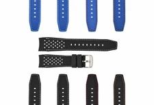 18-19-21-22-23MM CURVED RUBBER WATCH BAND STRAP FOR RALLY RACING PERFORATED