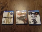 Lot of 4 PS4 Games. Uncharted Collection & 4, God of War 3, Killzone Shadowfall