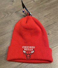 Image of Adidas Red Chicago Bulls Basketball Beanie Hat One Size Rib Knit Watch Cap