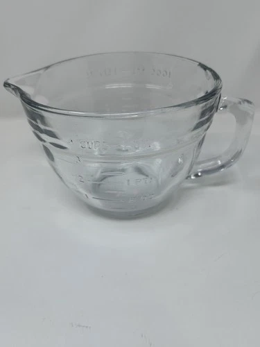 Vintage Anchor Hocking Clear Glass Mixing Batter Bowl Measuring 4 Cups USA
