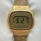 Vintage Seiko Womens Watch Digital Gold Tone 23mm L012-5059 New Battery SMALL 6"
