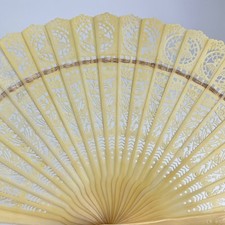 Vintage Celluloid Hand Fan Pierced Lace Design 1950s-60s Dancing Lady Motif 7  