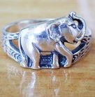 Size 8.5 Nice Vintage Legends Silver Sterling 925 Elephant Good Luck Ring Band