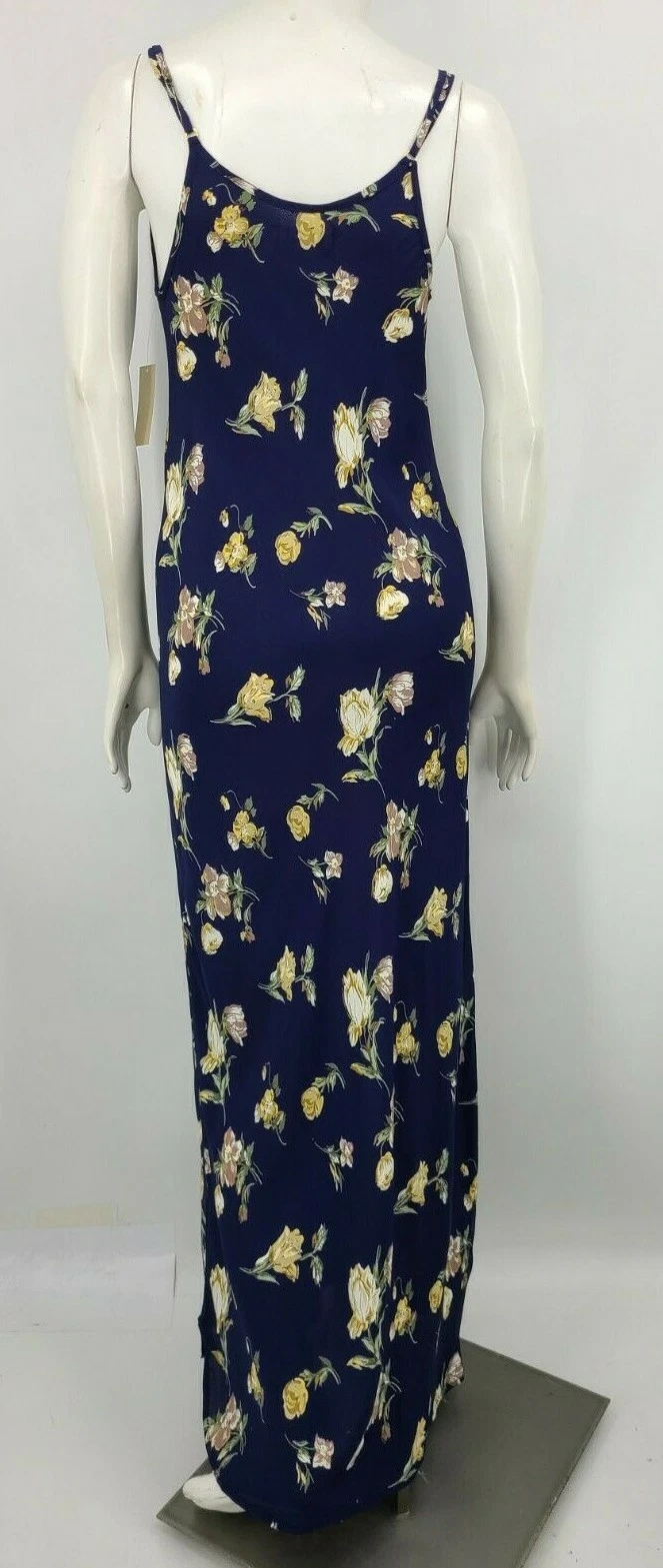 Nuovo Flynn Skye Celine Maxi Abito Slip Donna Grande Blu Profondo Fiori Floreale