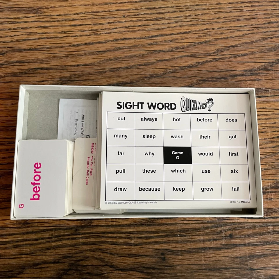 QUIZMO Sight Word Set 2 Bingo Game Learning Advantage 8213 Ages 5-9 - Image 2 of 4