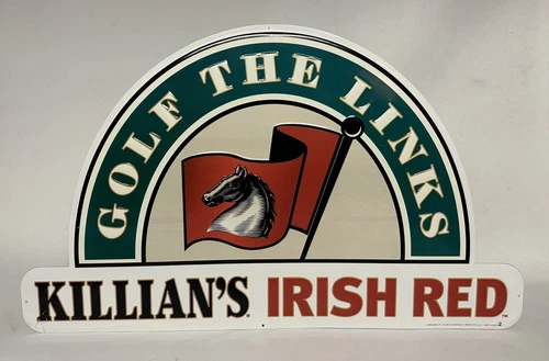 Vintage Killian’s Irish Red Golf the Links Logo Lager Beer Metal Bar Wall Sign