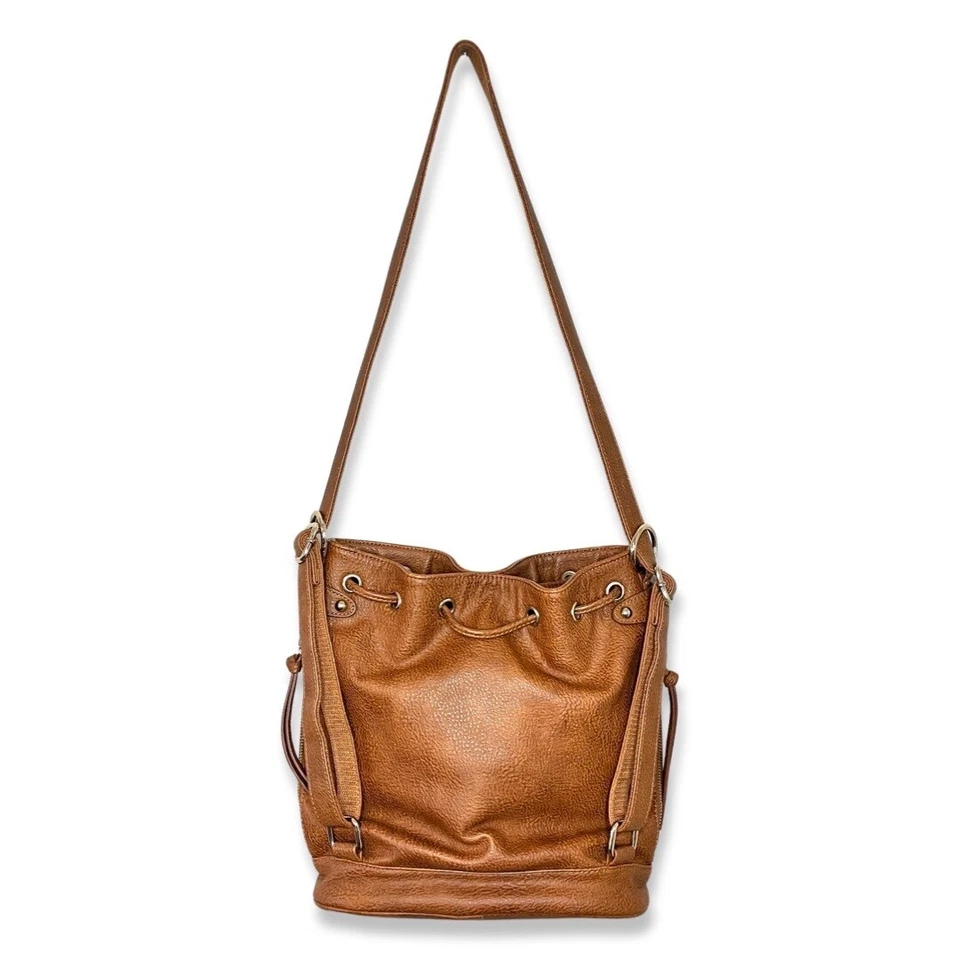 STEVE MADDEN Brown Convertible Bag Backpack "Bfluttr" Quilted  Purse Cognac - Image 3 of 4