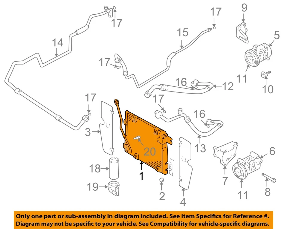 Condensador de aire acondicionado usado se adapta a: Chevrolet Tracker 2000 grado A Foto 3 de 4