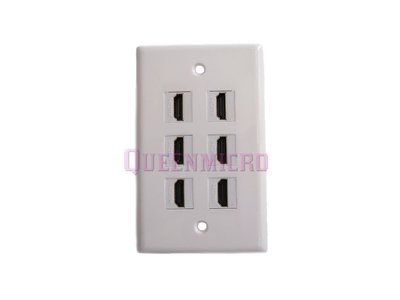 Single Gang 1-Gang 6 HDMI Port 4K 1080P HD 3D Cable Coupler Extender Wall Plate