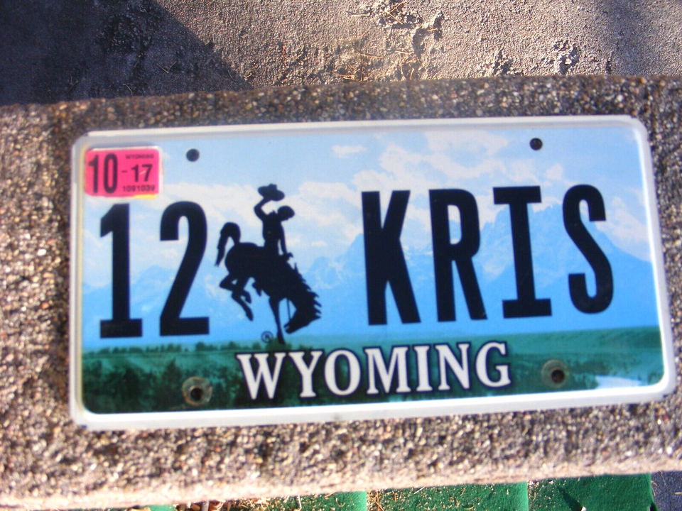 Nice 2017 Wyoming Vanity License Plate Kris Kristopher · Kristian