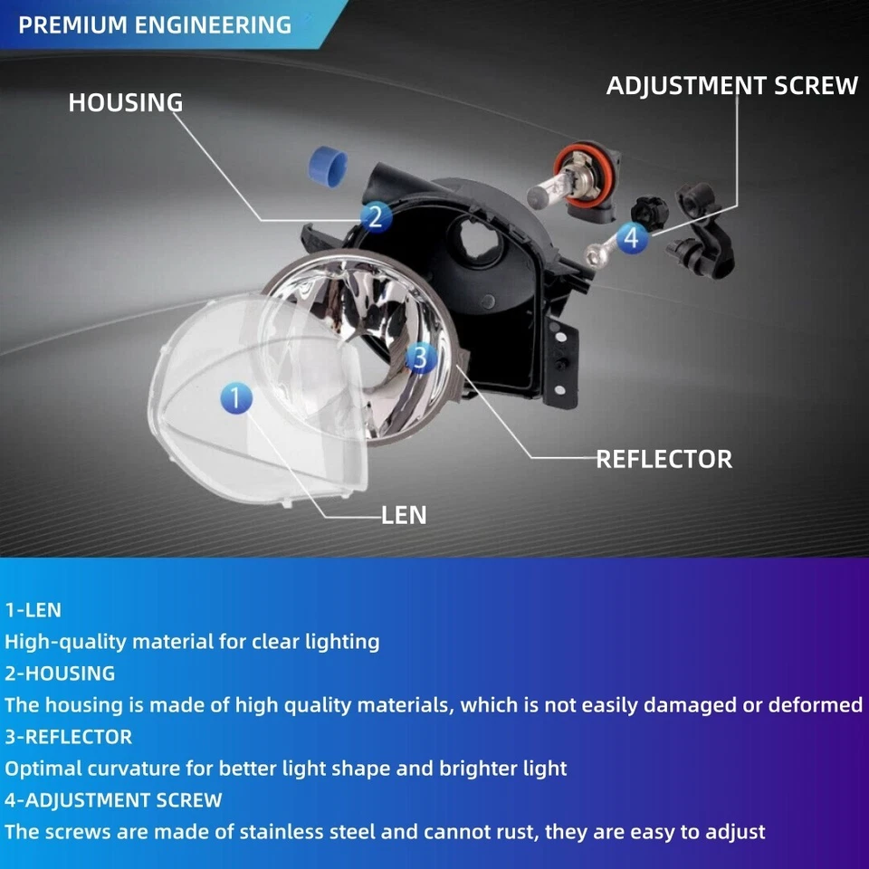 Fog lights For BMW 2005-2008 3 Series Selected Models Pair w/bulbs Clear Lens Foto 3 de 4