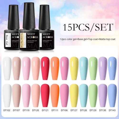Green Purple Nail Gel Polish Set Kit Soak Off UV LED Gel Nail Art Varnishes - Picture 22 of 49