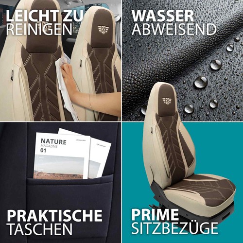 Fundas de asiento de autocaravana Pilot adecuadas para Carado CV459 (beige-marrón) - Imagen 12 de 12