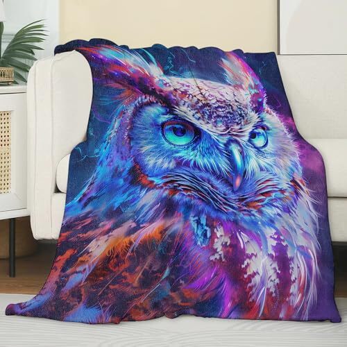 Owl Blanket for Girls Adults Women, Flannel Owl Blankets Gifts, 50"x60" Owl01 - Picture 3 of 7