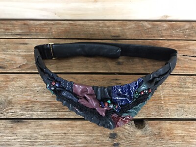 VTG Handmade? Leather Patchwork Statement Belt Wearable Art  display picture 1