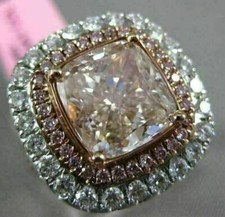 EXTRA LARGE 6.54CT WHITE & PINK DIAMOND 18K WHITE & ROSE GOLD 3D ENGAGEMENT RING