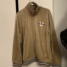 True Religion Velour Tour Track Jacket XL Men’s Brown Full Zip Streetwear NWT