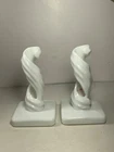 Set of 2 Vintage Westmoreland Milk Glass Lotus Candlestick Holder 7 in.