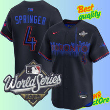 Men's Toronto Blue Jays #4 George Springer 2025 World Series Stitched Jersey