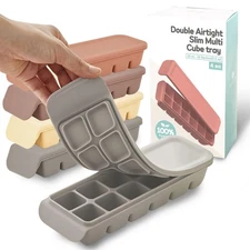 Silicone Freezer Trays with Lid, 0.7oz 12 Section 4 Sets - Leak Proof Silicon...